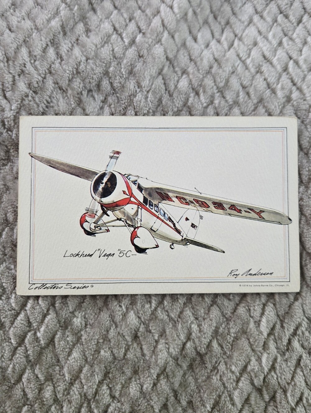 TITLE AND DESCRIPTIONVintage Lockheed Vega 5C Airplane Postcard 1974 Aviation